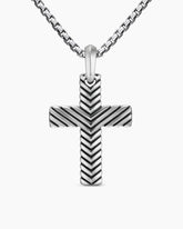 Chevron Cross Pendant in Sterling Silver, 36mm
